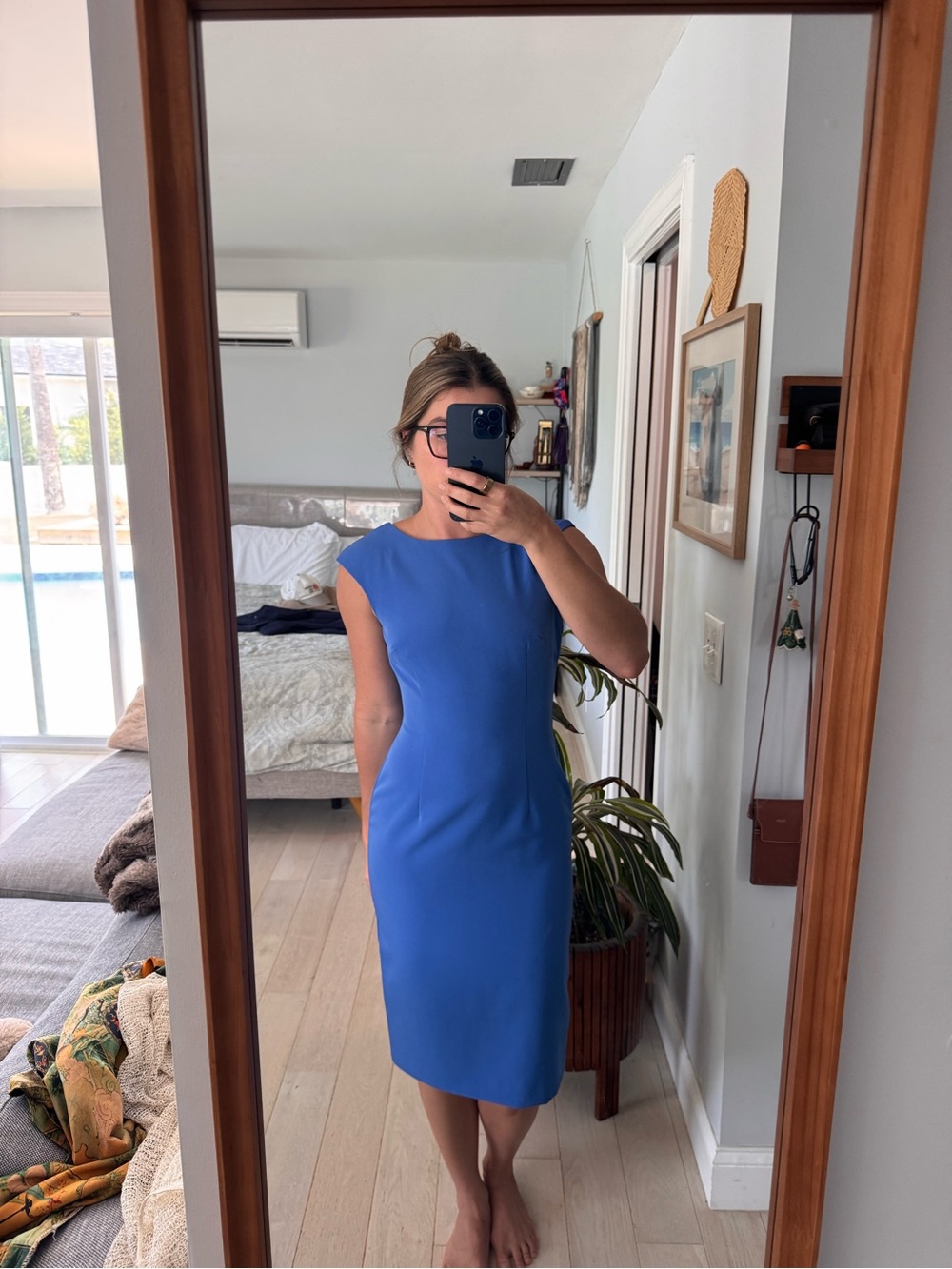ANTONIO MELANI Blue Sleeveless Sheath Dress